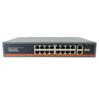 Коммутатор XVI SWP3216, L2, 16 PoE 10/100/1000, 2UpLink, 2SFP 100/1000, 250Вт, 40 Gbps, 8K Mac