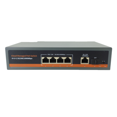 Коммутатор XVI SWP3204, L2, 4 PoE 10/100/1000, 1 UpLink 10/100/1000, 1SFP 100/1000, 55Вт, 16Gbps, 2K MAC