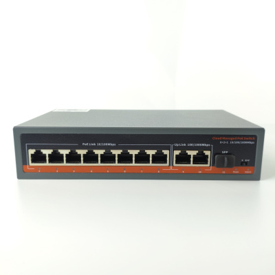 Коммутатор XVI SWP3608, 8 PoE 10/100, 2UpLink, 1SFP, 120Вт, 7,8Gbps, 2K MAC