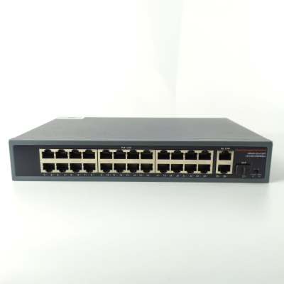 Коммутатор XVI SWP3224, L2, 24 PoE 10/100/1000, 2UpLink, 1 SFP, 300Вт, 54Gbps, 8K MAC