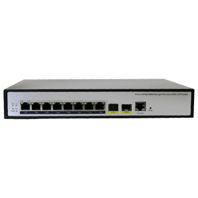 Коммутатор XVI SWP3108, L2, 8 PoE 10/100/1000, 2SFP 100/1000, Console, 120Вт, 32Gbps, 8K MAC