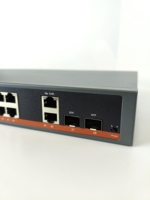 Коммутатор XVI SWP3224, L2, 24 PoE 10/100/1000, 2UpLink, 2 SFP, 300Вт, 54Gbps, 8K MAC