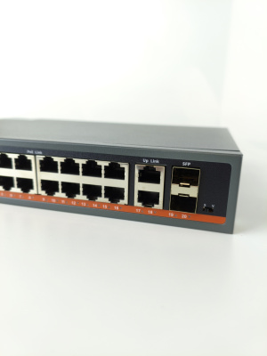 Коммутатор XVI SWP3216, L2, 16 PoE 10/100/1000, 2UpLink, 2SFP 100/1000, 250Вт, 40 Gbps, 8K Mac