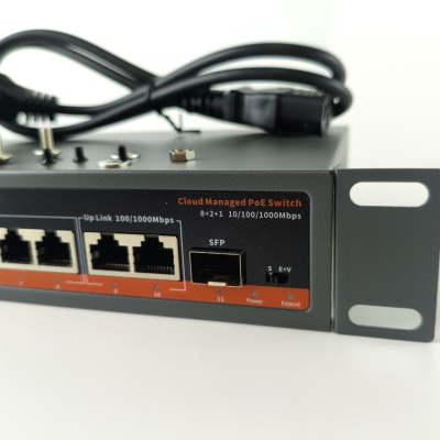 Коммутатор XVI SWP3608, 8 PoE 10/100, 2UpLink, 1SFP, 120Вт, 7,8Gbps, 2K MAC