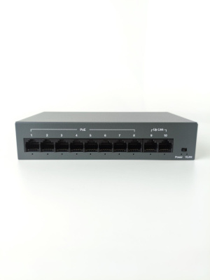 Коммутатор XVI SWP1508, 10_портов: 8_портов 100Мбит/с с PoE + 2_порта 1Гбит/с, 96Вт