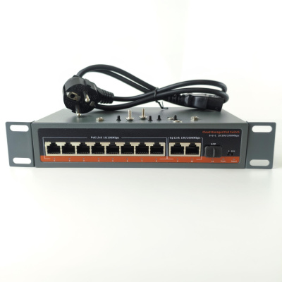 Коммутатор XVI SWP3608, 8 PoE 10/100, 2UpLink, 1SFP, 120Вт, 7,8Gbps, 2K MAC