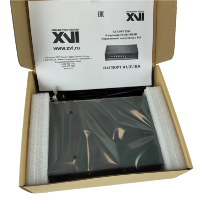 Коммутатор XVI SWP3208, L2, 8 PoE 10/100/1000, 96Вт, 16Gbps, 8K MAC